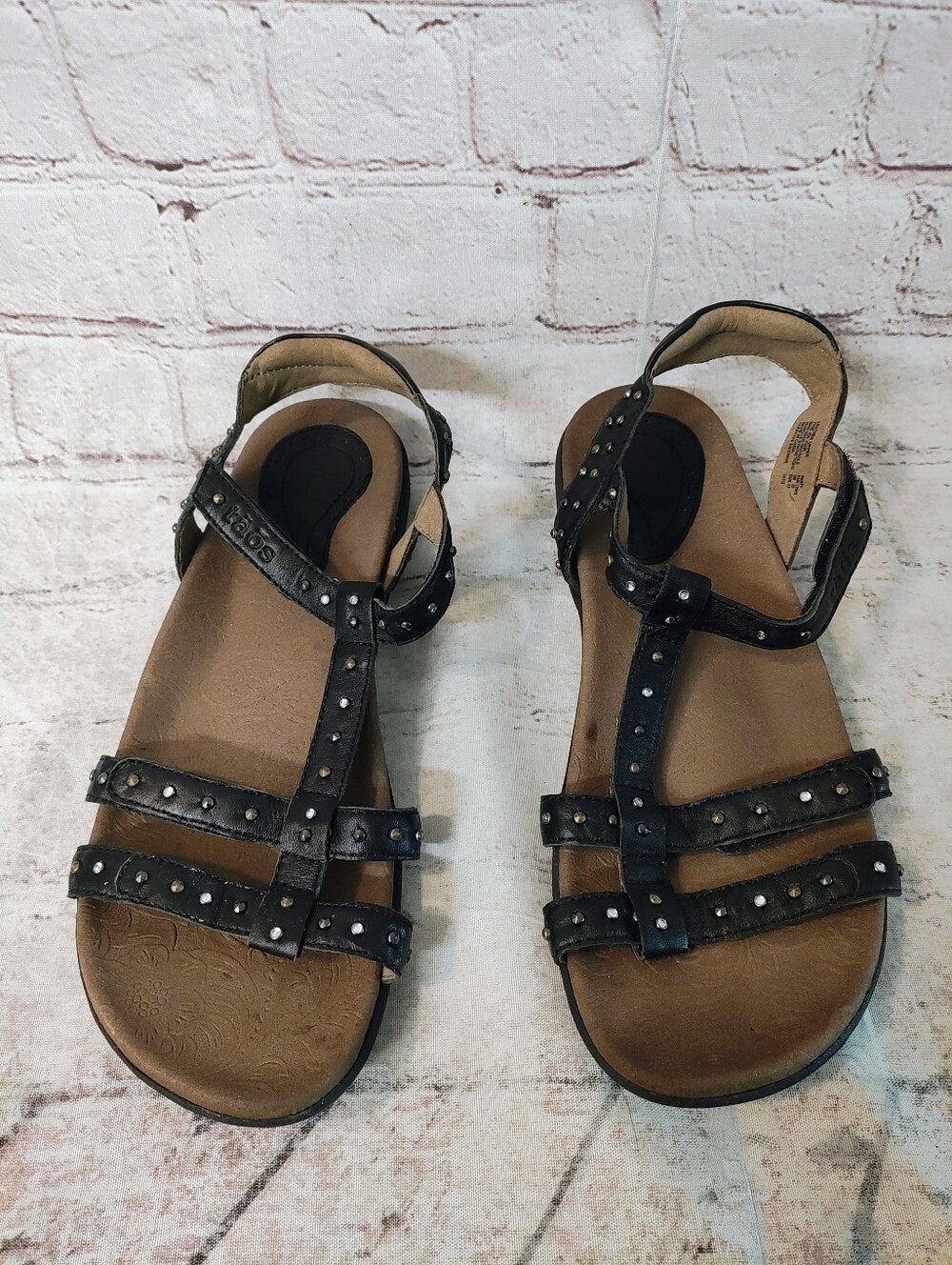 Taos Party Sandals Leather Strappy Studded Comfort Brown Sandals 10 - Picture 10 of 13